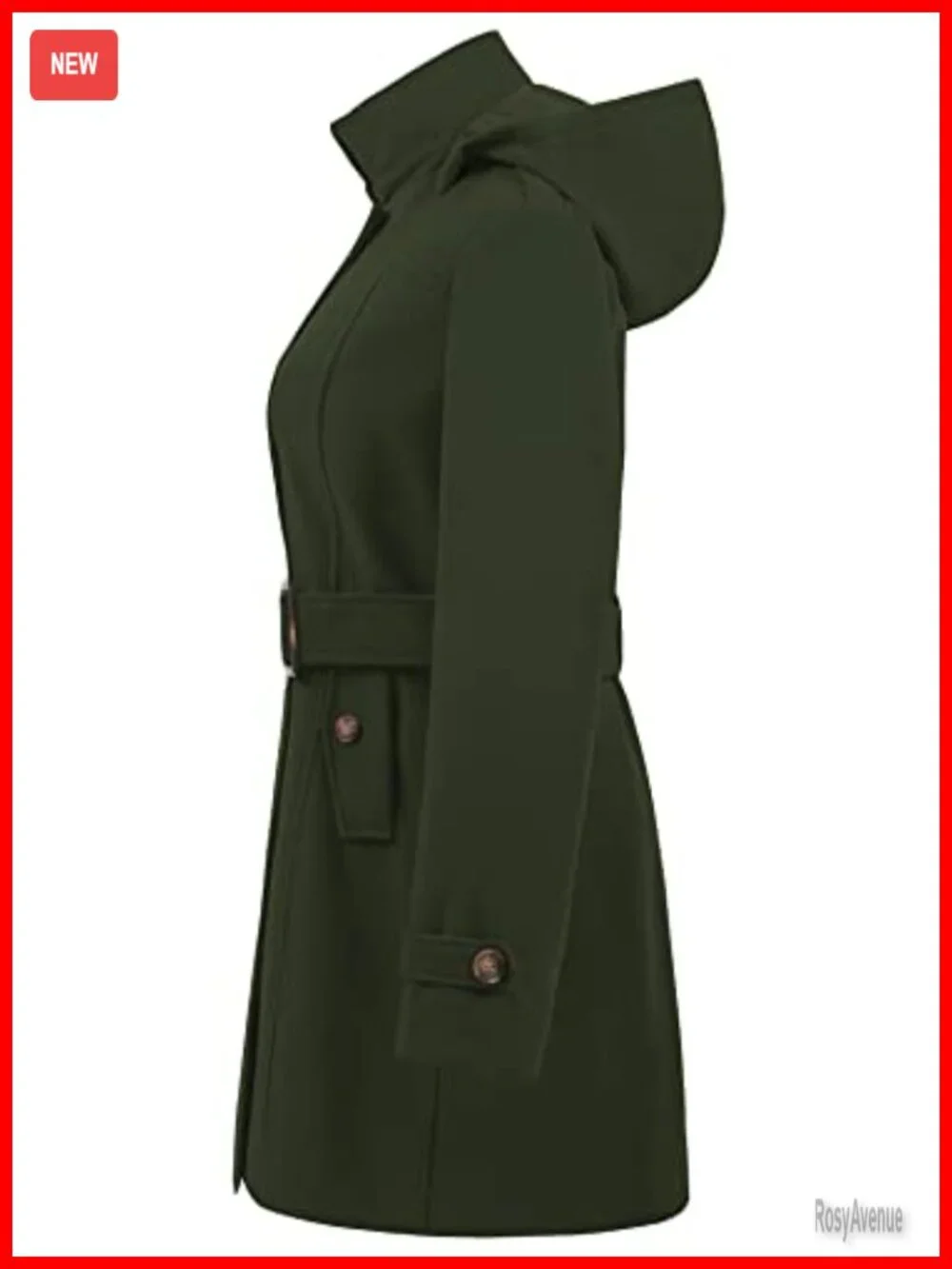 Double Breasted Hooded Long Winter Pea Coat Trench Coat